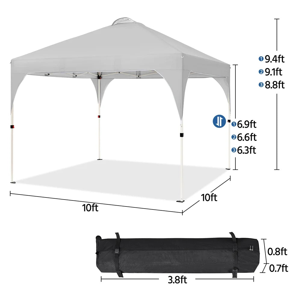 Topeakmart 8x8ft Pop Up Canopy Tent with Adjustable Height and Roller Bag, White