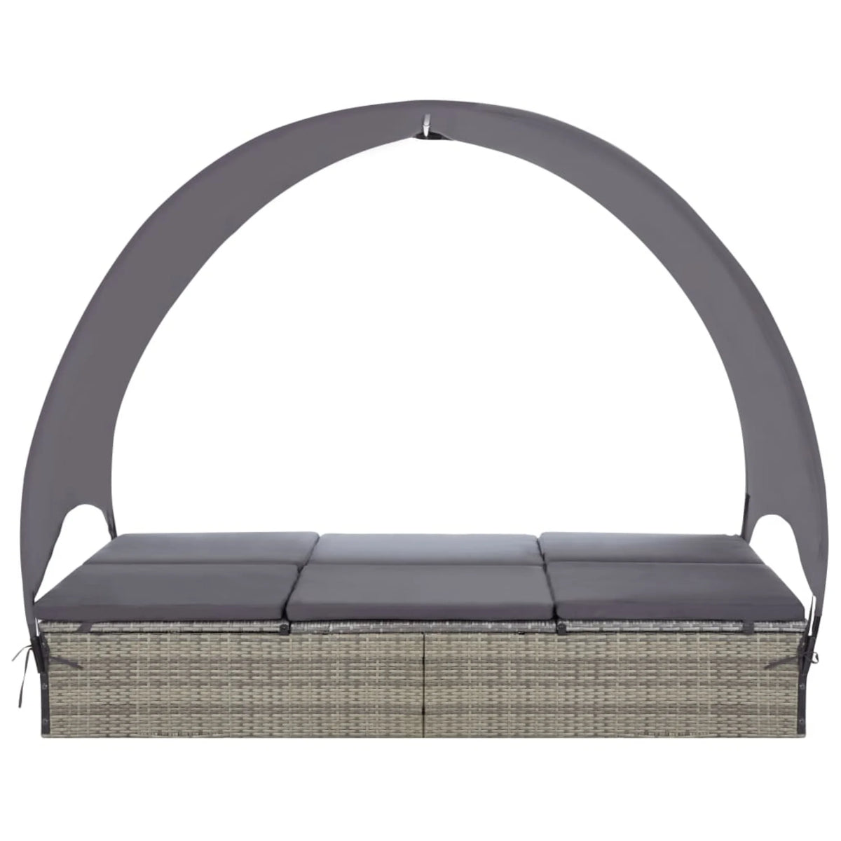 Casafoyer Double Sun Lounger with Canopy Poly Rattan Gray