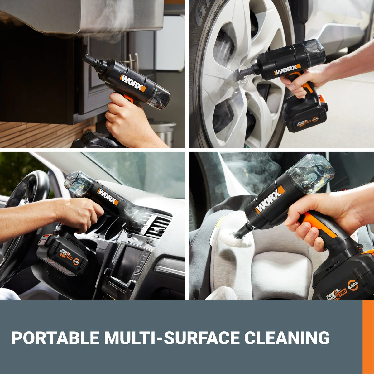 Worx WX770L 20V SteamStorm Battery Powered Cordless Handheld Steam Cleaner