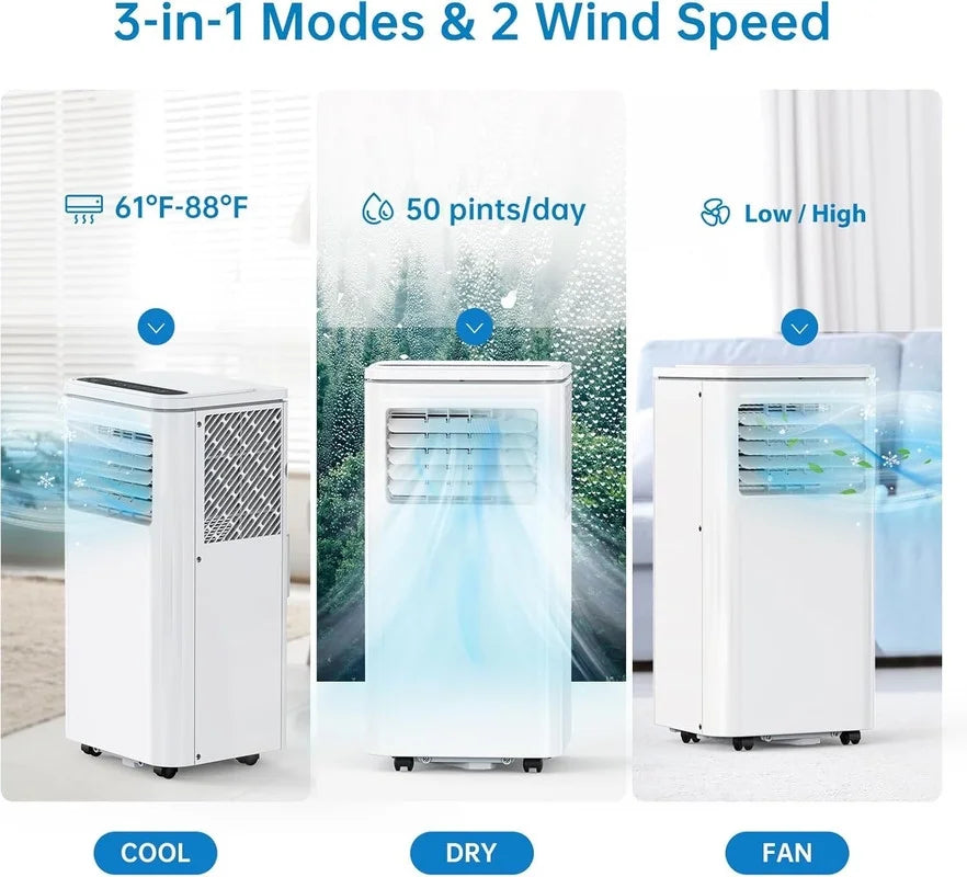 10000 BTU Portable Air Conditioner, 4-In-1 (Cool/Dehumidify/Fan) With Remote, LED Touch Control & 24H Timer & Window Mount Kit, Air Conditioners Cools Rooms Up to 450 Sq.Ft for Home, Office Room