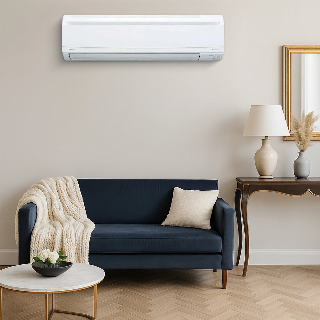 Daikin 15,000 Btu 20 SEER2 LV Series Ductless Mini-Split Wall Mount Heat Pump Air Conditioner with 15' Installation Kit, Wall Bracket, 1/2 Electric Whip, 30A Fuse -230V