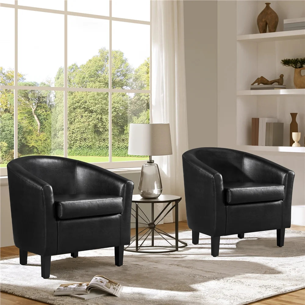 Yaheetech Faux Leather Accent Arm Chair For Living Room, Black