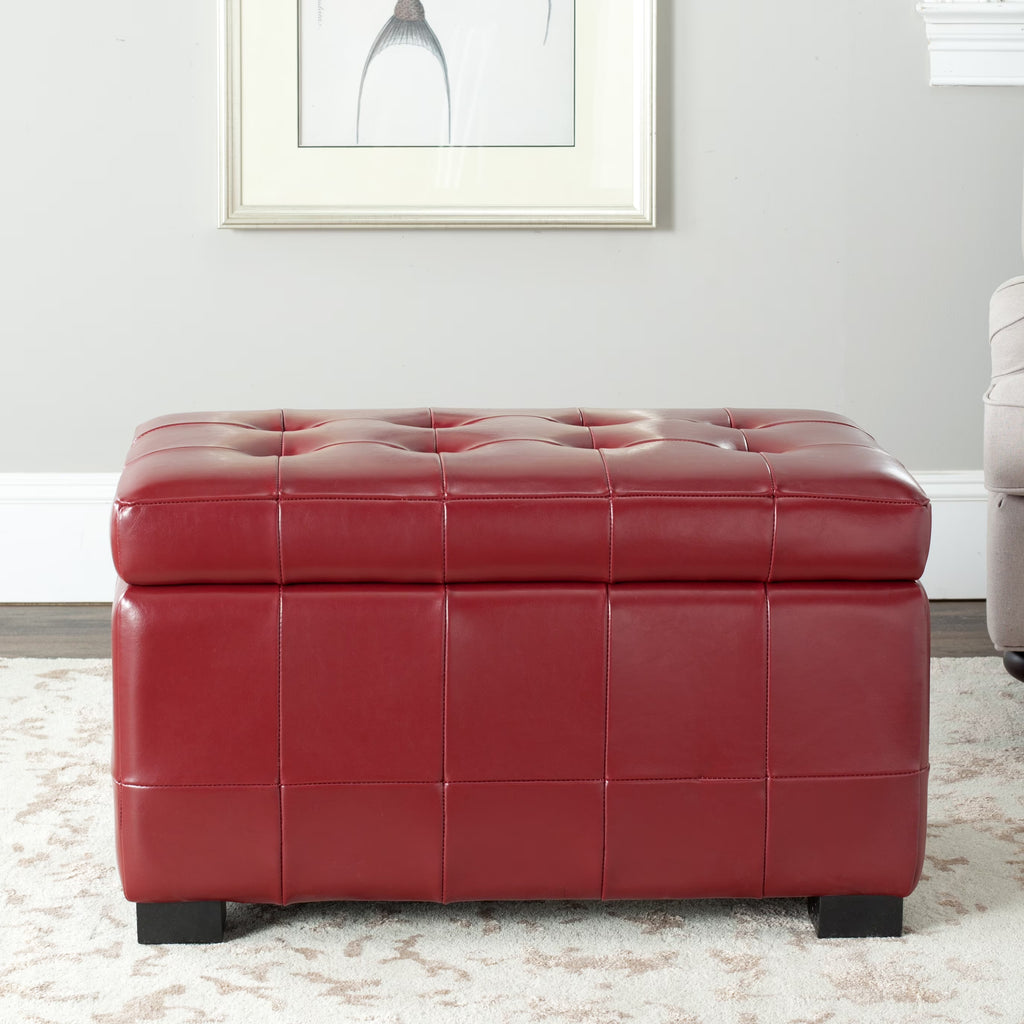 SAFAVIEH Small Manhattan Rustic Tufted Storage Bench, Brown