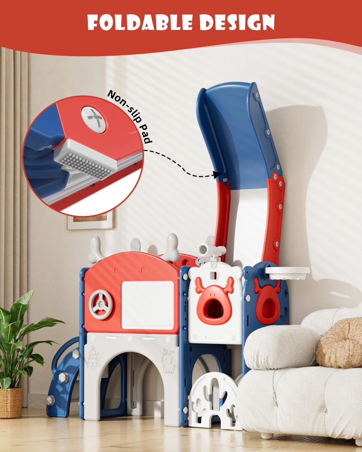 Korimefa 11-in-1 Toddler Slide Set with Golf, Basketball Hoop, Kids Slide for Toddlers Age 1-4, Climber Slip and Slides, Baby Outdoor Toys