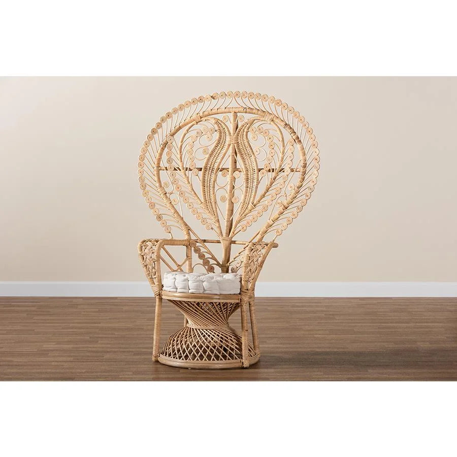 bali & pari Fedra Modern Bohemian Natural Brown Rattan Peacock Accent Chair