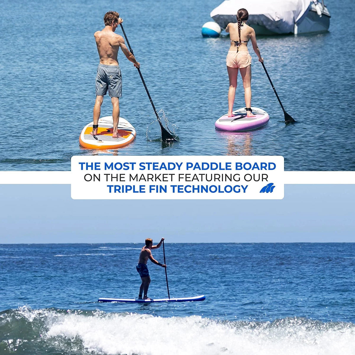 Crew Axel Inflatable Paddle Board 10336 Extra Wide & Lightweight (18lb) Paddle Board  Premium SUP Set Includes 2 Bags, Floating Paddle, Camera Mount, 3 Fins, Dual Pump Kit