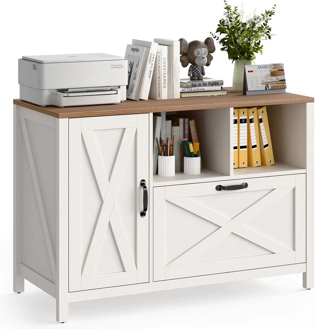 Vabches 2 Drawer Lateral File Cabinet,Mobile Wood office Cabinet for Home Office,Printer Stand with Open Storage Shelves.