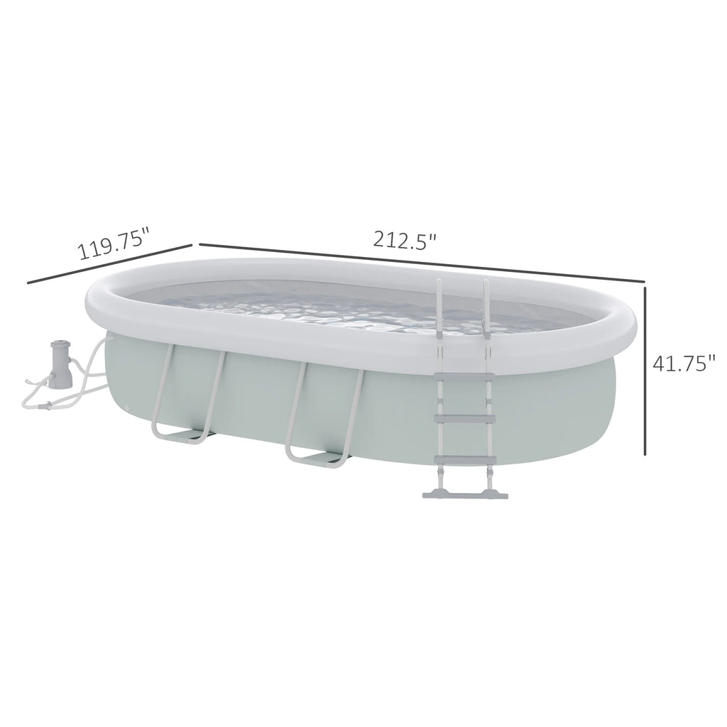 Outsunny Above Ground Swimming Pool, Semi-Inflatable Frame Pool, Brown