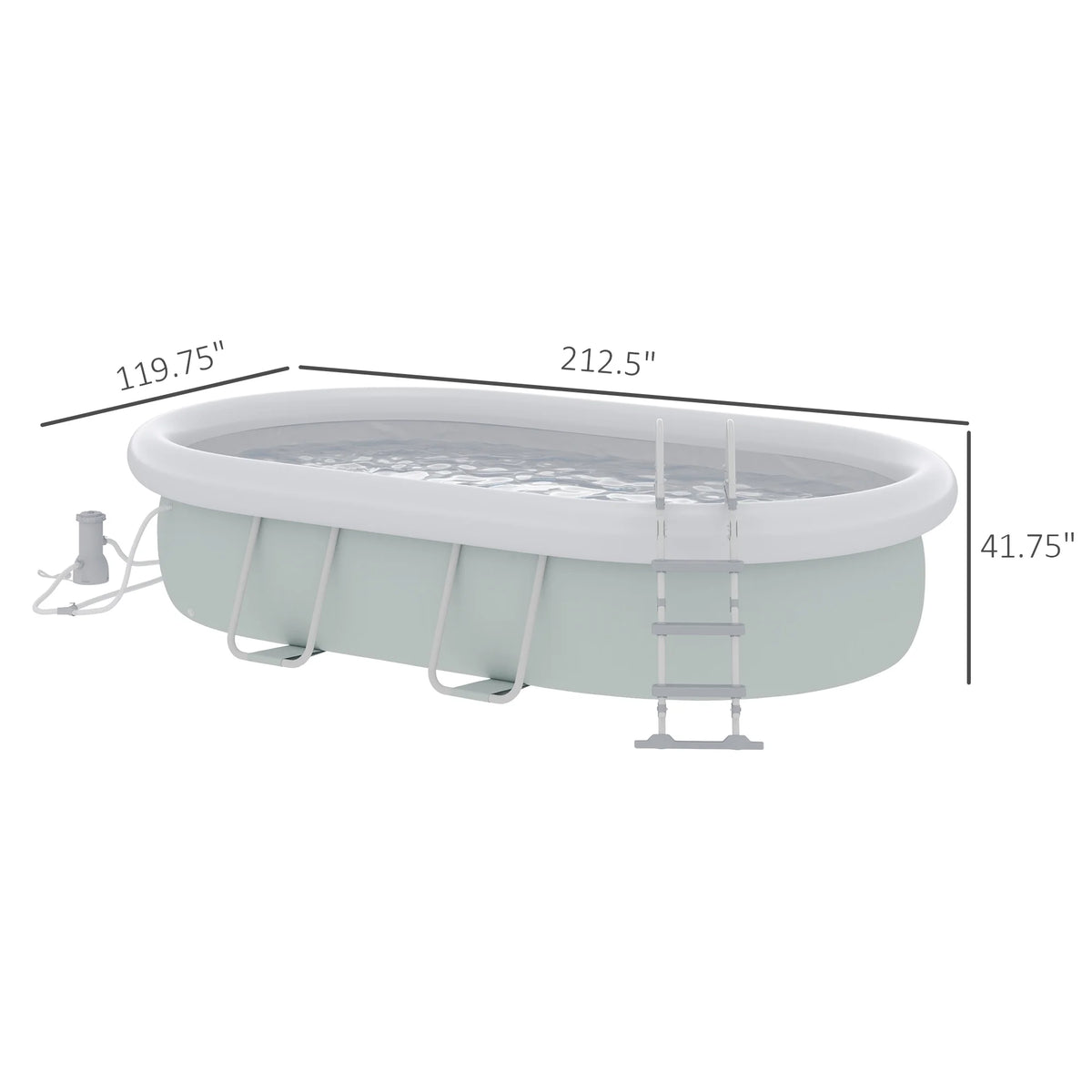 Outsunny Above Ground Swimming Pool, Semi-Inflatable Frame Pool, Brown