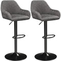 Smile Mart Adjustable Vintage Faux Leather Bar Stools with Backrest, Set of 2, Gray