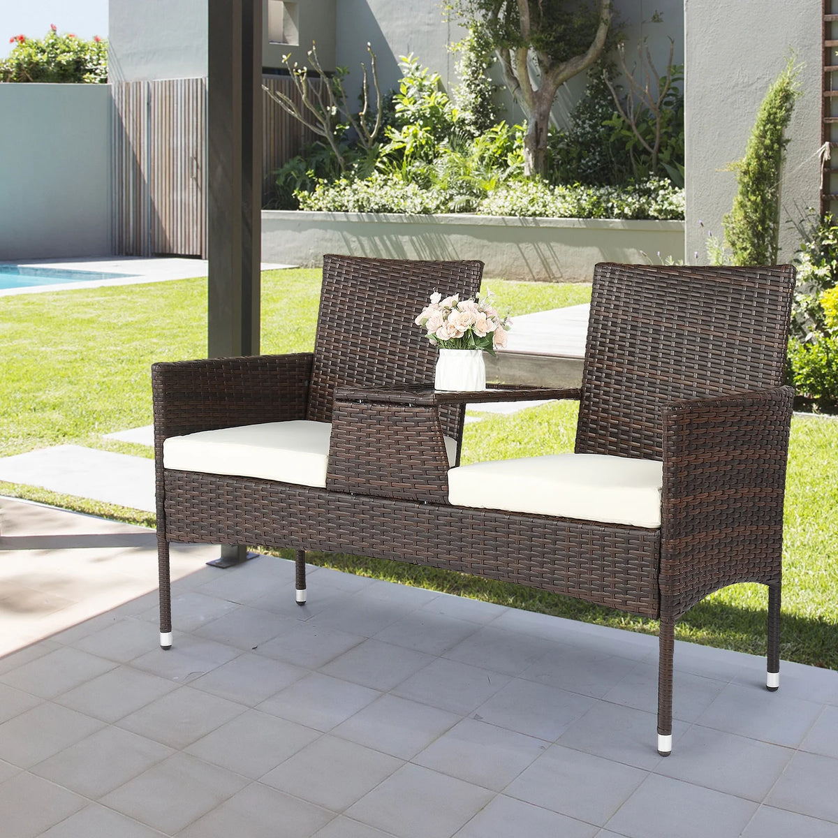 UBesGoo Set of 2 Wicker Chairs, Rattan Furniture Dining Chairs for Kitchen, Living Room, Wicker Conversation Bistro Chairs for Outdoor and Indoor, Brown