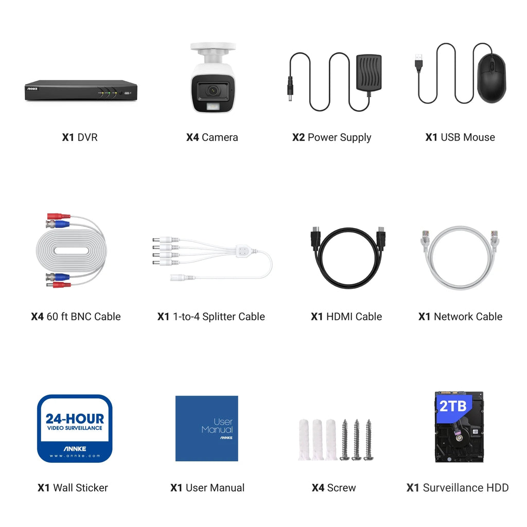ANNKE 4K Security Camera System, 8CH 8MP AI DVR with Human & Vehicle Detection, 0TB HDD and 8x4K IP67 Bullet Home & Surveillance Cameras, Easy Remote View, Smart Dual Light