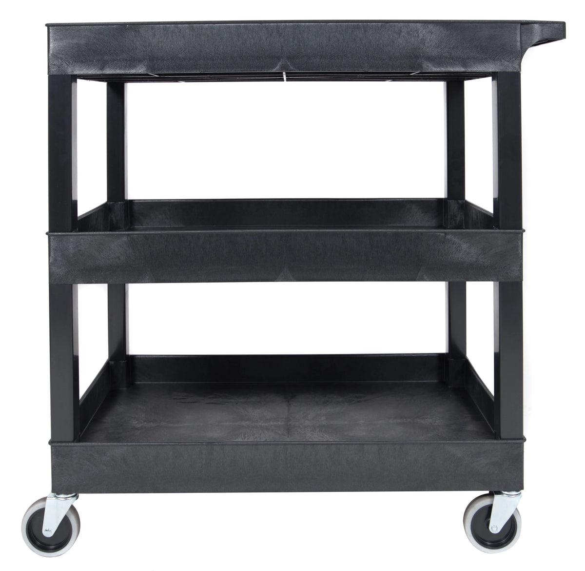 Luxor Rolling 3-Shelf Utility Cart, HDPE Black