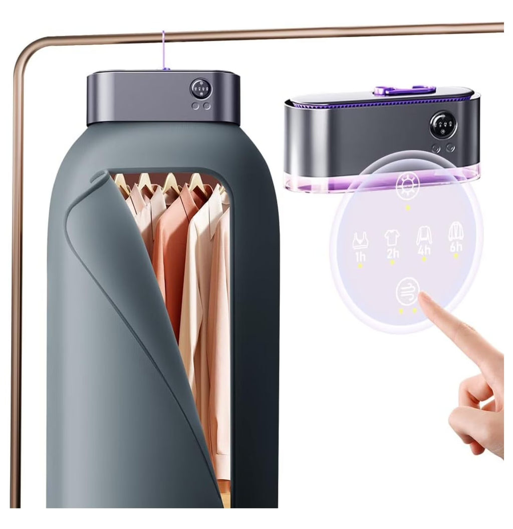 Portable Clothes Dryer Mini Clothes Dryer Save Space Folding Compact Dryer Machine With Dry Bag For Laundry Electric Portable Dryer For Camping Business Trip Travel Home And Apartment Grey