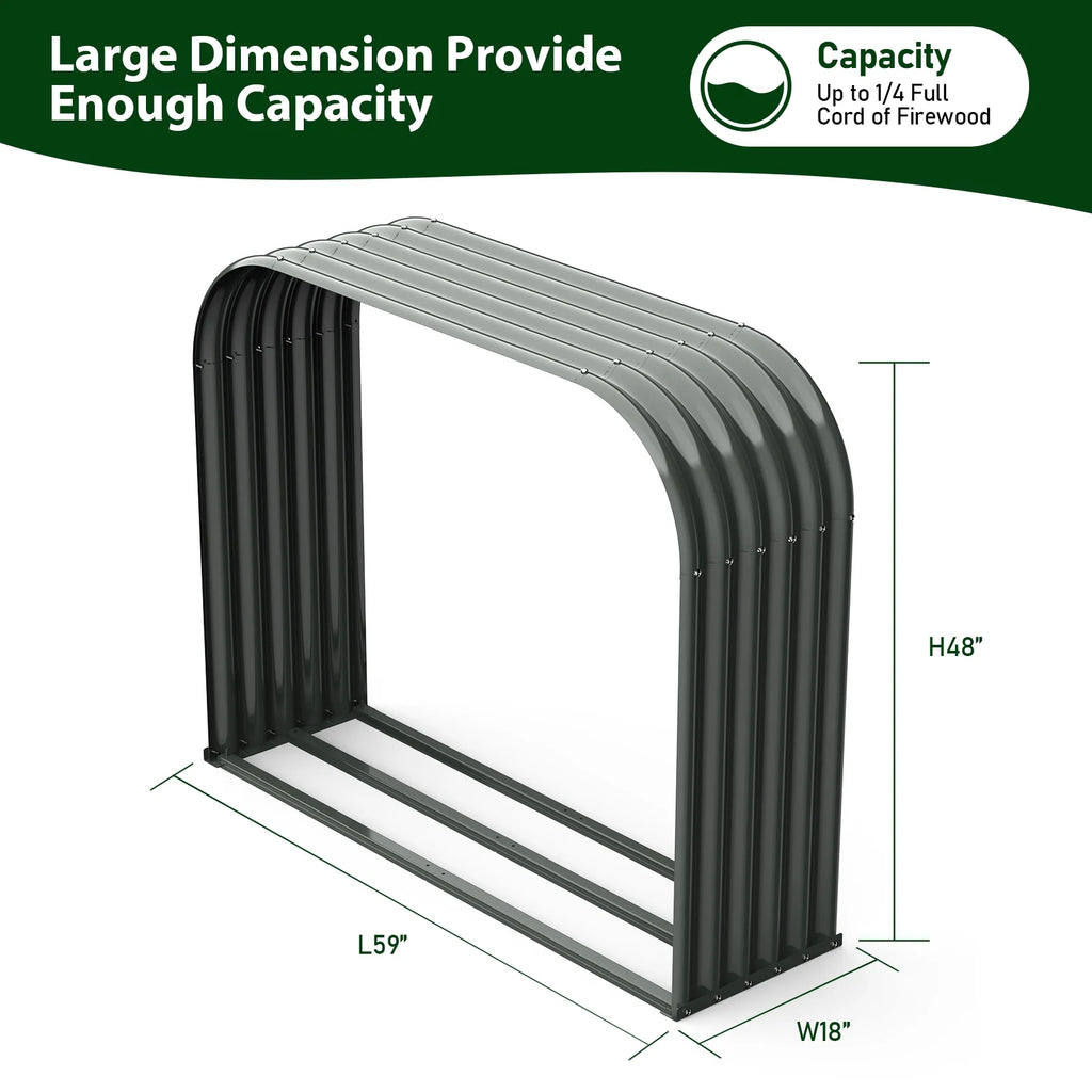 TRAMULL Outdoor Heavy Duty Galvanized Steel Log Holder