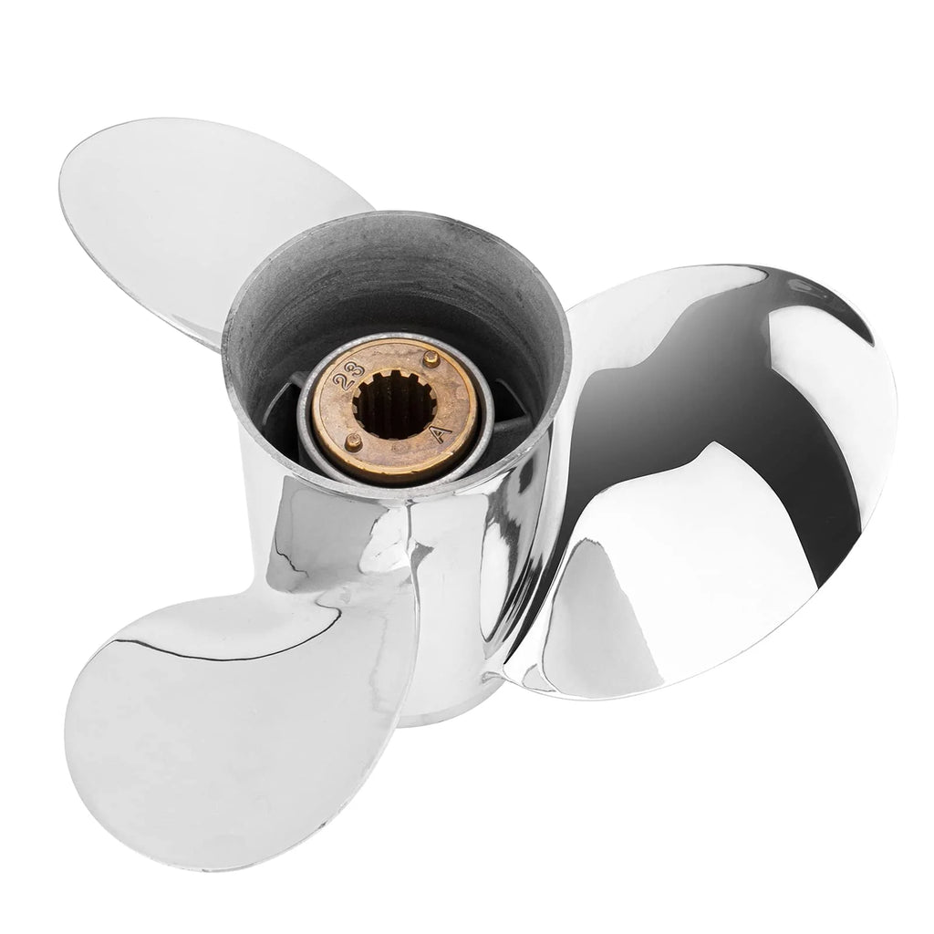 Qiclear OEM Upgrade 10 1/2 x 13  (13 Spline Tooth)  Upgrade Stainless Steel Outboard Motor Propeller Fit Mercury Engine 25-70 HP, Parts No.48-855858A46, RH
