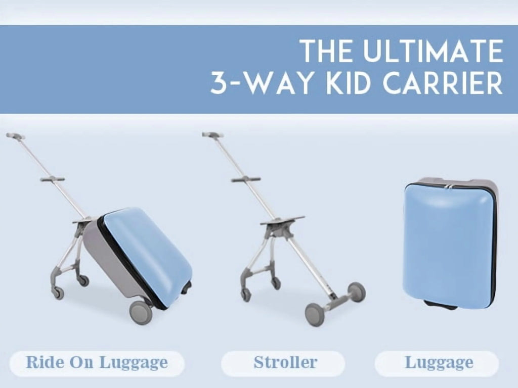 Fridtrip 20 Inch Hardside Carry on Luggage - 3-in-1 Kids Ride-on Suitcase with Spinner Wheels, Child Seat & Stroller Design, Lightweight Hard Shell Travel Luggage with Large Capacity for Family Trips