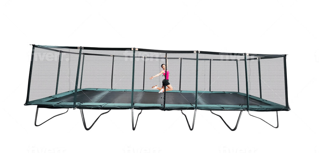 Galactic Xtreme 10x17 FT Outdoor Rectangle Trampoline with Net Enclosure 750Lbs Heavy Weight Jumping Capacity - Outdoor Gymnastics Trampolines for Adults and Kids
