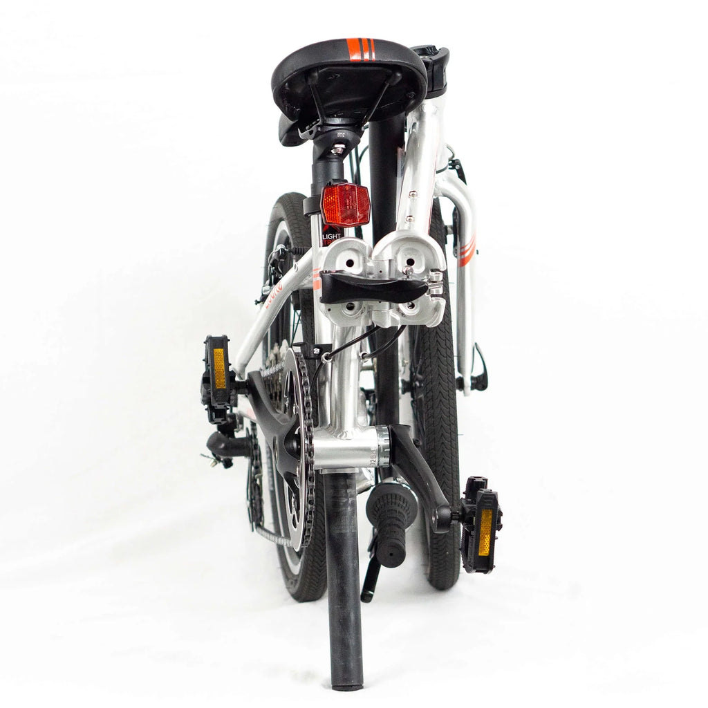 ZiZZO Liberte 8-Speed 20" Wheel, Aluminum Folding Road Bicycle for All Genders, Silver and Red