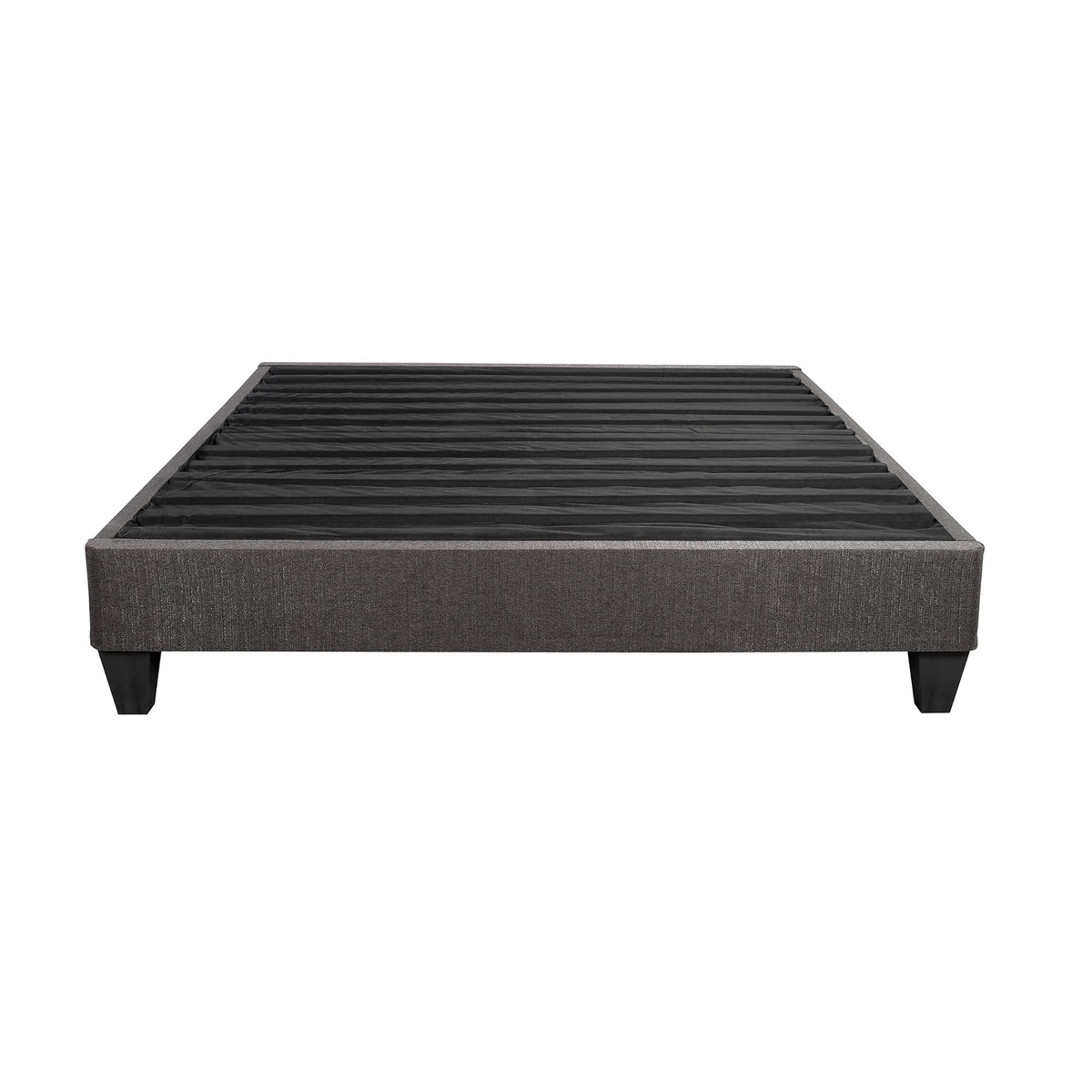 Primo Speedy Upholstered Platform Bed Frame with Wood Slat Support, No Box Spring Needed, Dark Grey