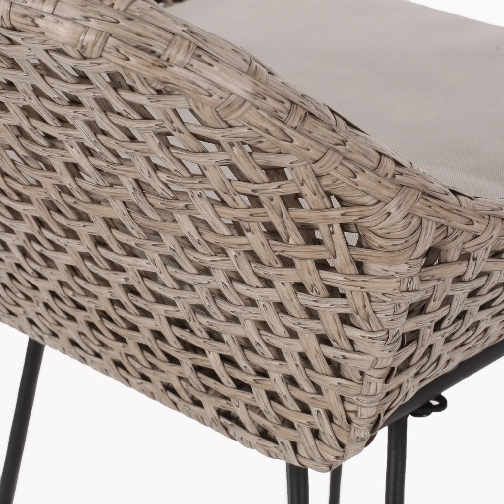 Verano Wicker and Metal Outdoor Barstools with Cushion, Set of 4, Mixed Brown and Beige