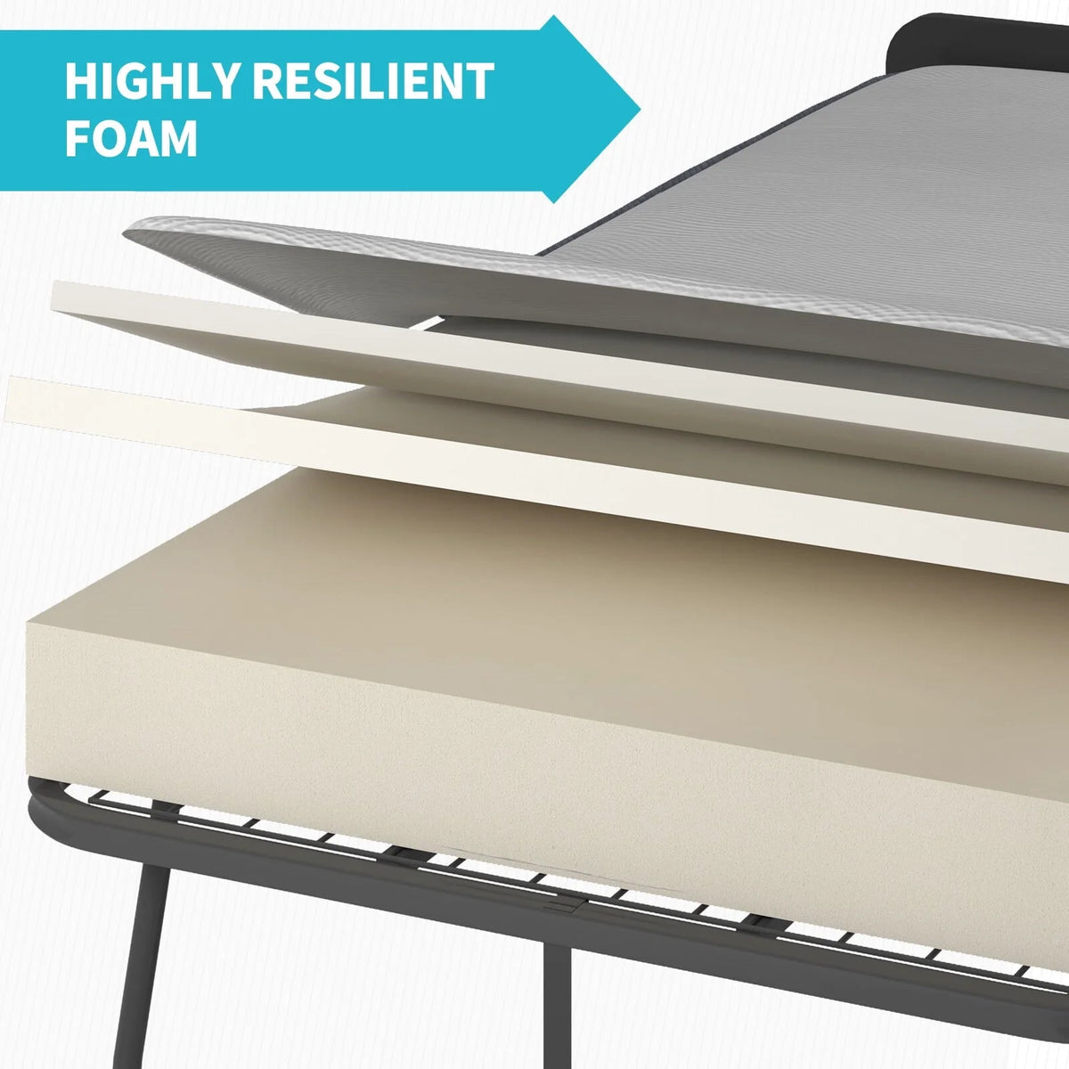 CECER Folding Bed with 5-inch Thick Mattress and Headboard|31" Width Twin Size Portable Bed|Space Saving Foldable Bed with High Resilient Foam Mattress|Foldable Metal Bed Frame with 4 Lockable Wheels