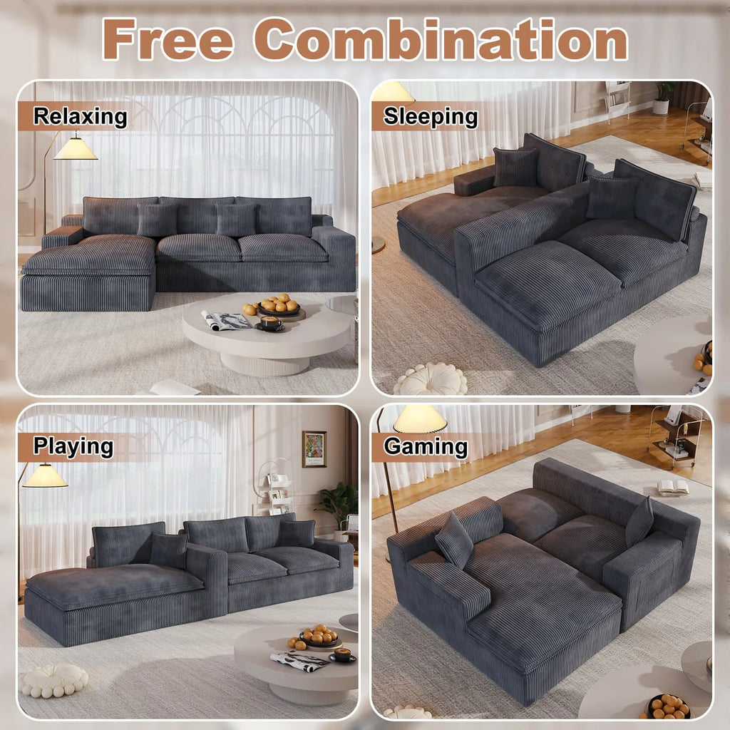 108 Modular Sectional Sofa, Cloud Sectional Couch with Deep Seat, Modern Modular L-Shape Sofa Couch with Chaise,Upholstered Couches for Living Room Bedroom