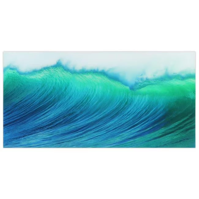 Empire Art Direct Blue Splash Frameless Free Floating Tempered Glass Panel Graphic Wall Art, 72" x 36", Ready to Hang