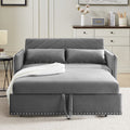 55" Convertible Sleeper Sofa Bed,3 in 1 Convertible Sleeper Loveseat with USB Ports,Modern Velvet Pull Out Sofa Bed with 2 Pillows and Rivet Design for Living Room Furniture,Gray