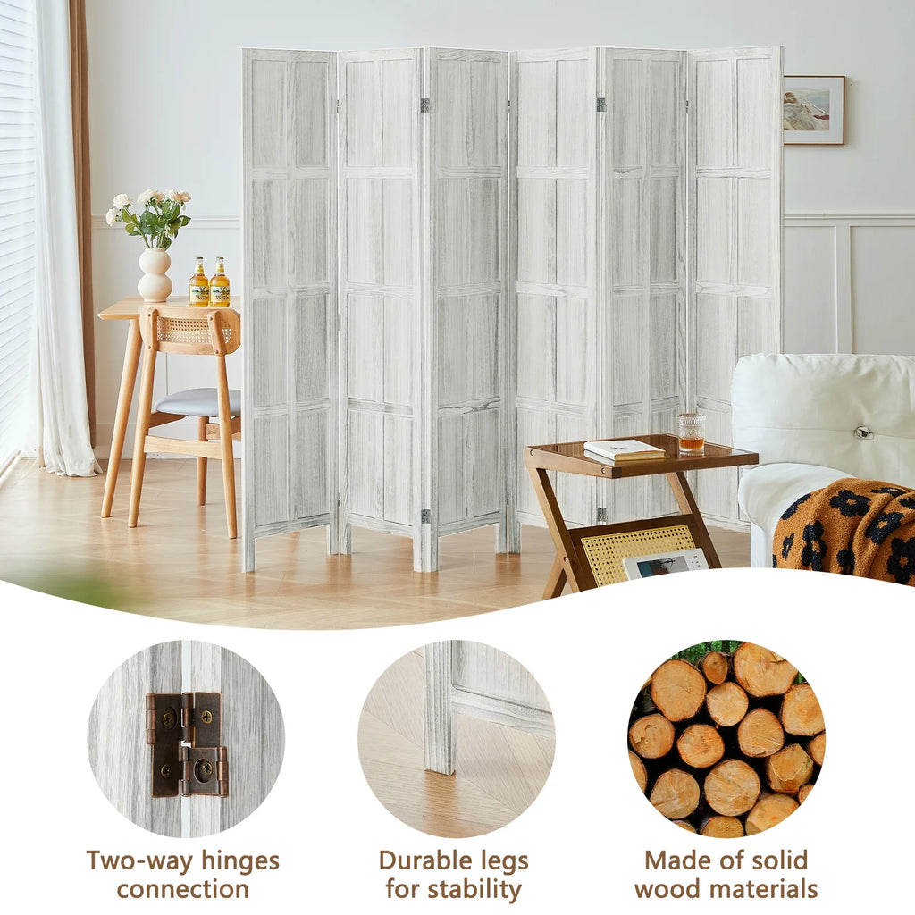 Aletheiawu 4 Panel Room Divider Wall and Folding Privacy Screens No Installation Required White