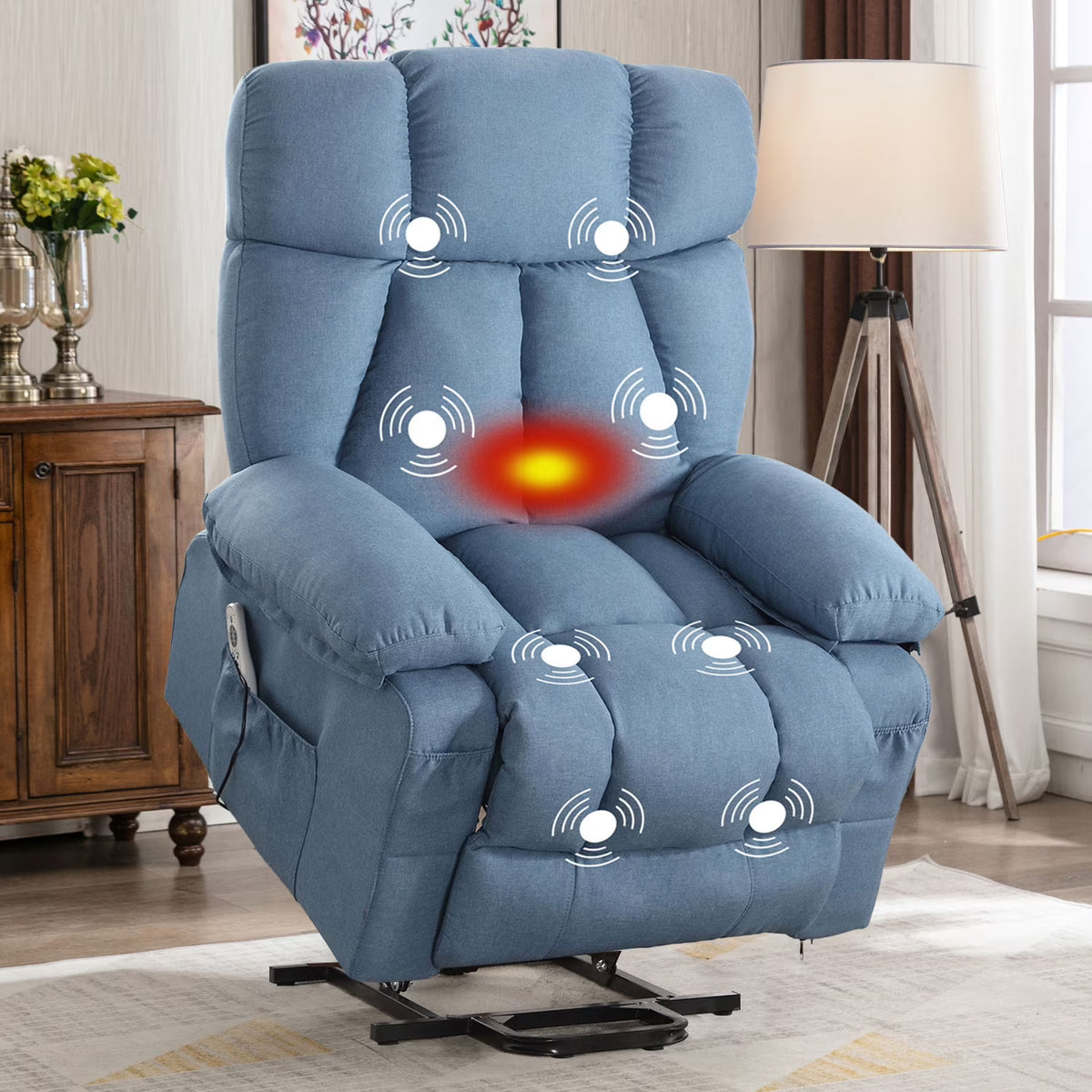JONPONY Power Lift Recliner Chair Recliners for Elderly with Heat and Massage Recliner Chair for Living Room with Infinite Position and Side Pocket,USB Charge Port,Brown