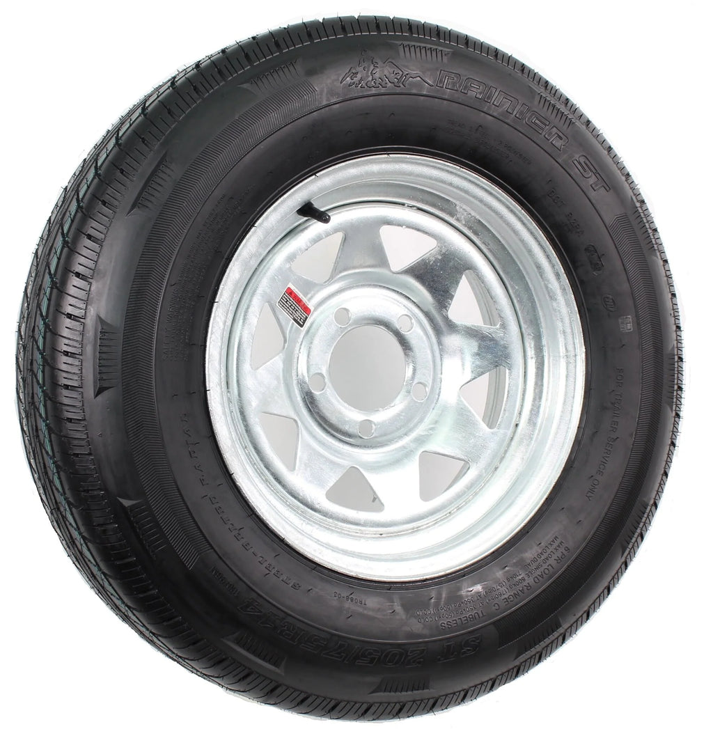 Radial Trailer Tire On Rim ST205/75R14 14 in. 5 Lug Wheel Galvanized Spoke