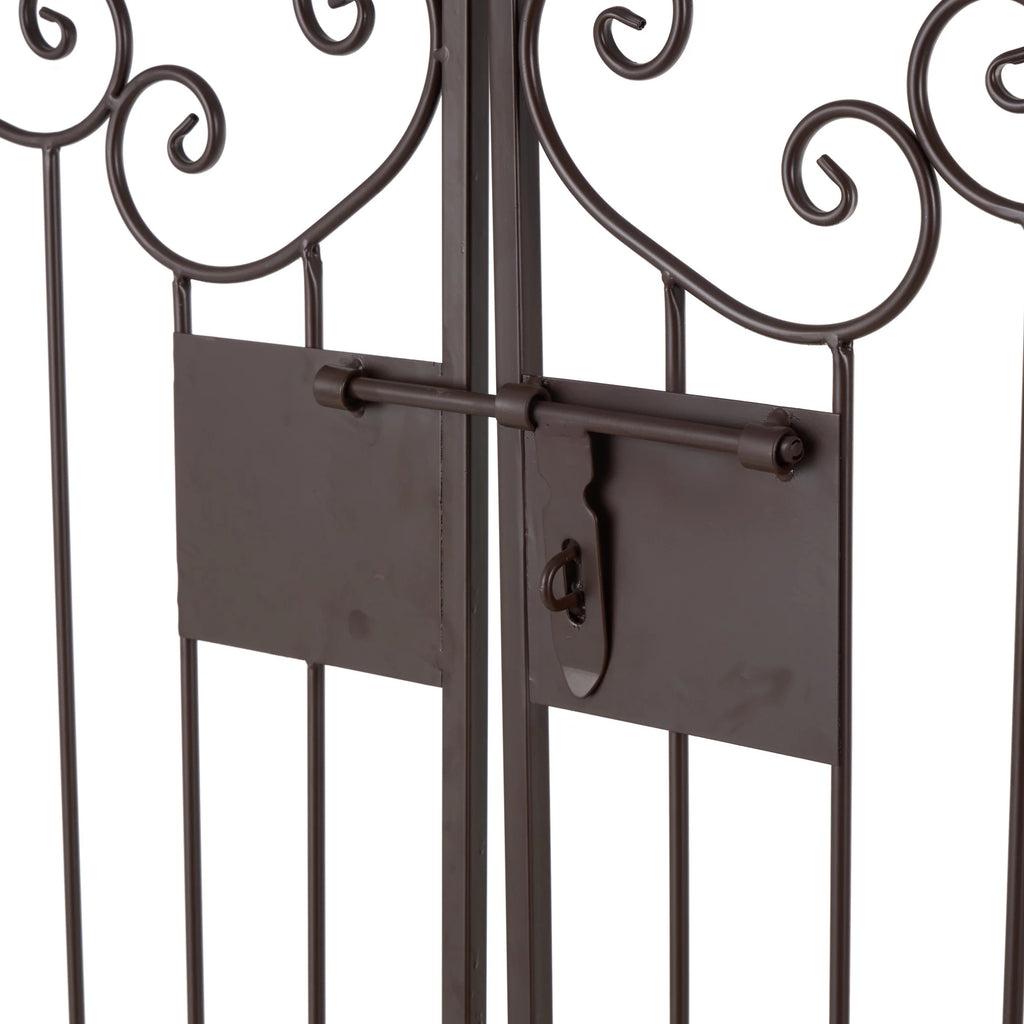 DecMode Traditional Metal Arch with Botanical Design Garden Arbors with Latch Lock Closure, 78"W x 94"H
