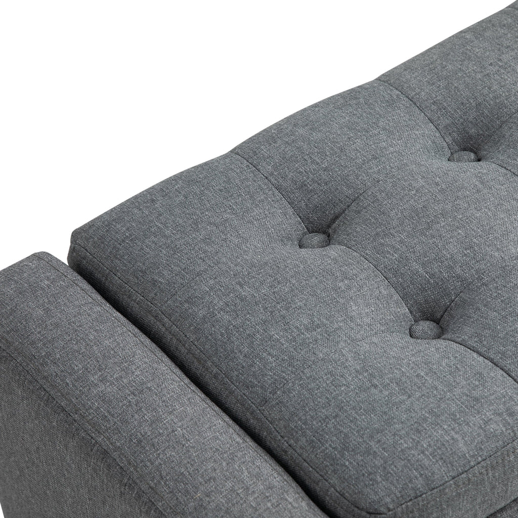 HOMCOM Linen Storage Ottoman Bench Storage Chest Tufted Ottoman Cube with Flipping Top