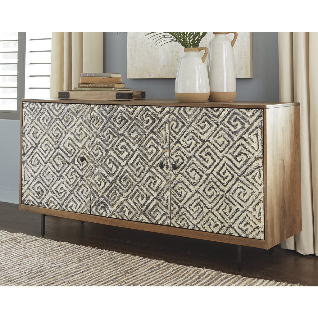 Signature Design by Ashley Contemporary Kerrings Accent Cabinet Brown/Black/White