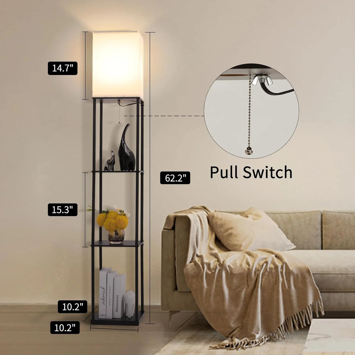 Modern Floor Lamp with Shelves