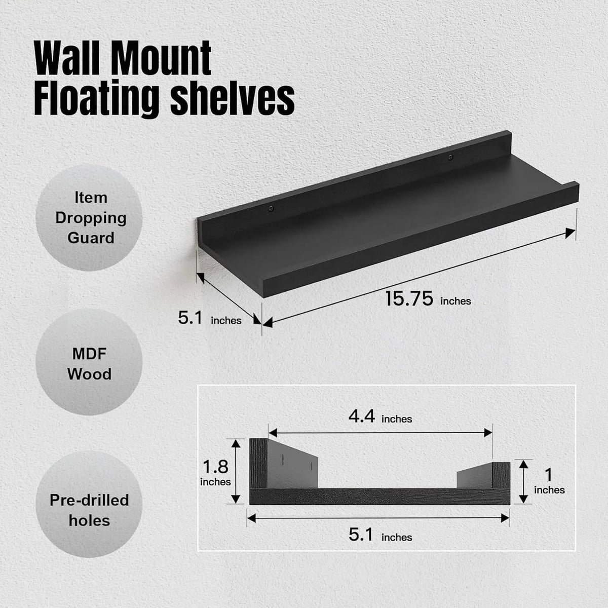 5-Piece Floating Wall Shelves
