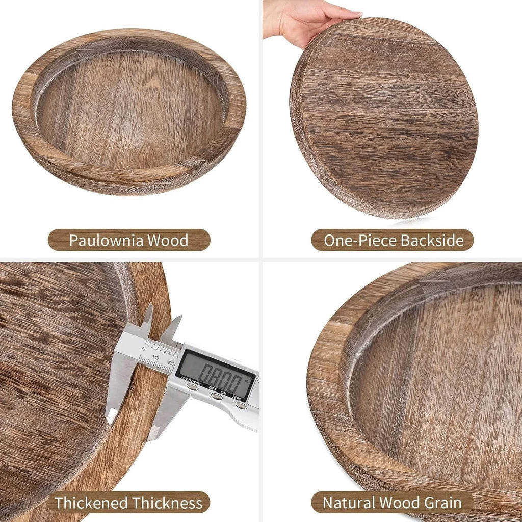 Round Wooden Candle Holder Trays
