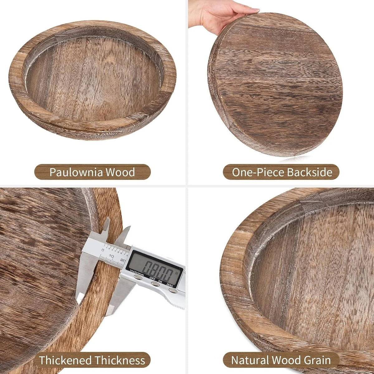 Round Wooden Candle Holder Trays