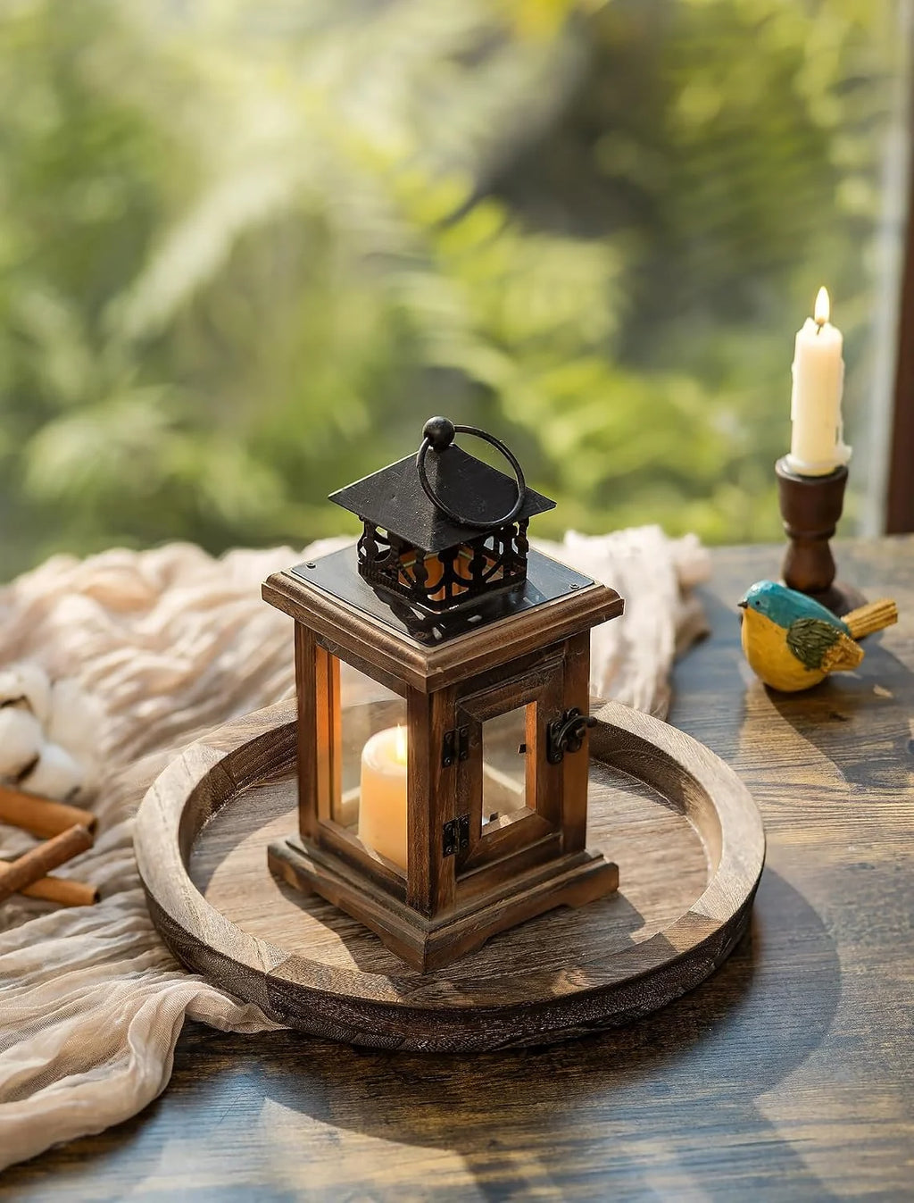 Round Wooden Candle Holder Trays