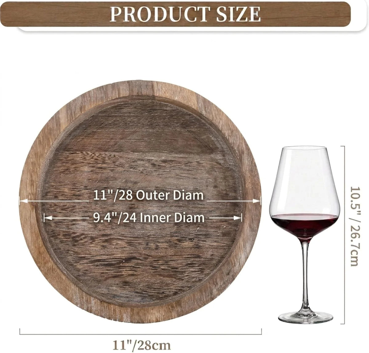 Round Wooden Candle Holder Trays