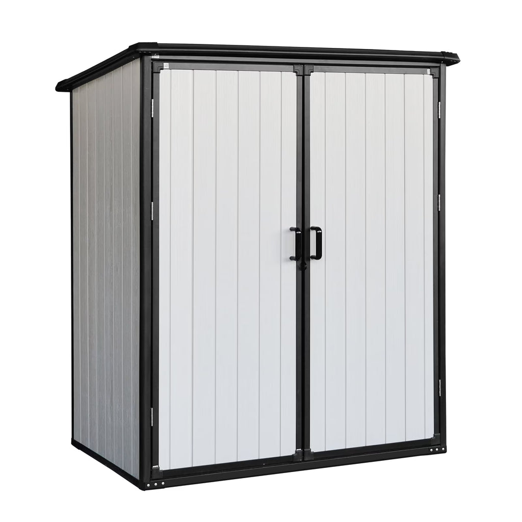 Enyopro 6 x 4.4FT Outdoor Storage Shed, All-Weather Plastic Resin Utility Tool Large Shed with Dual Lockable Doors for Patio Backyard Lawn, Gray