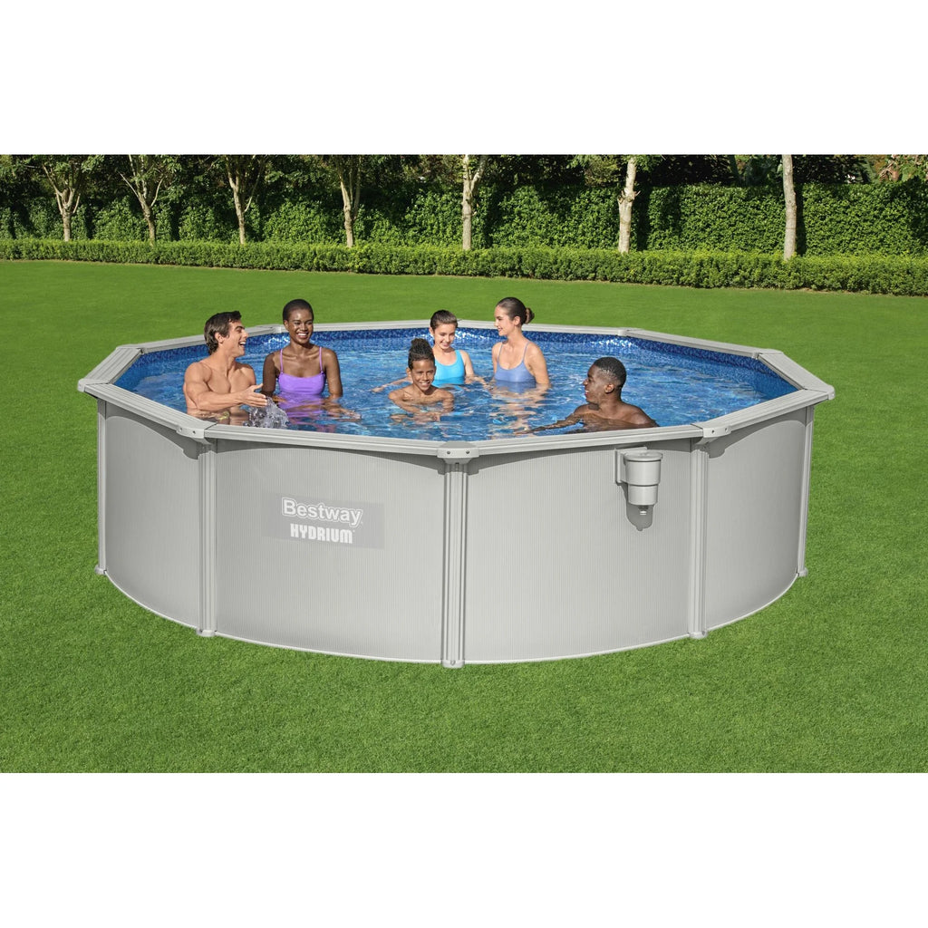 Bestway Hydrium 15' x 48" Steel Wall Above Ground Swimming Pool Set, Gray