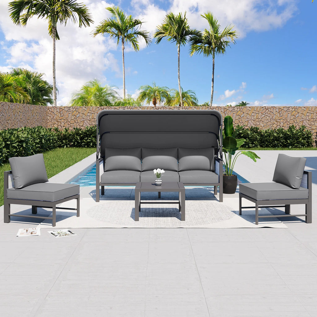 AECOJOY Aluminum Outdoor Furniture Set, 7 Pieces Metal Patio Furniture on sale Outdoor Couch Patio Conversation Set - Light Grey