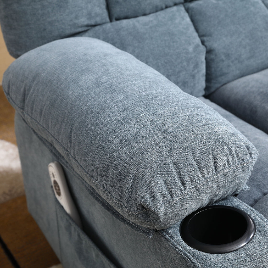 JONPONY Massage Swivel Rocker Recliner Chair with Vibration Massage and Heat Ergonomic Lounge Chair for Living Room with Rocking Function and Side Pocket, 2 Cup Holders, USB Charge Port,Grey