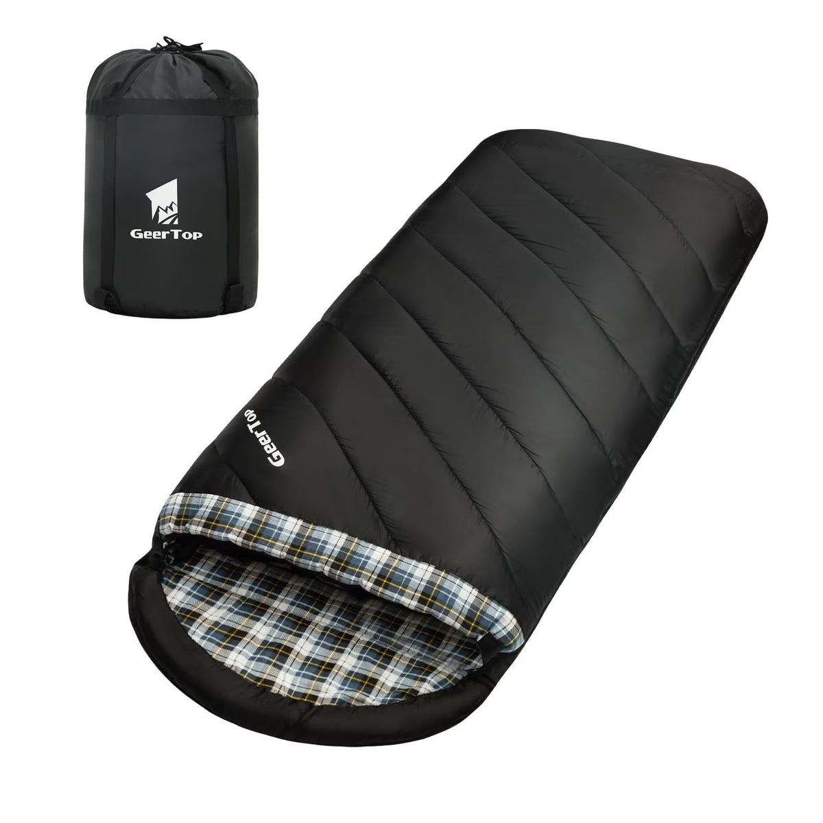 GEERTOP Flannel Sleeping Bag for Adults XXL, Large Wide Camping Sleeping Bag 4 Season, 0 Degree Sleeping Bag for Winter Cold Weathe