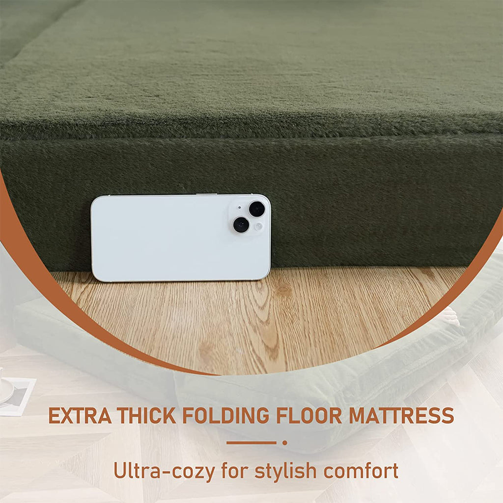 Folding Sofa Bed,Extra Thick and Long Fluffy 4 Position Convertible Flip Lounge Chair,Foam Filling Folding Matress Sofa Bean Bag with Washable Cover,Grey,39x95 Inch