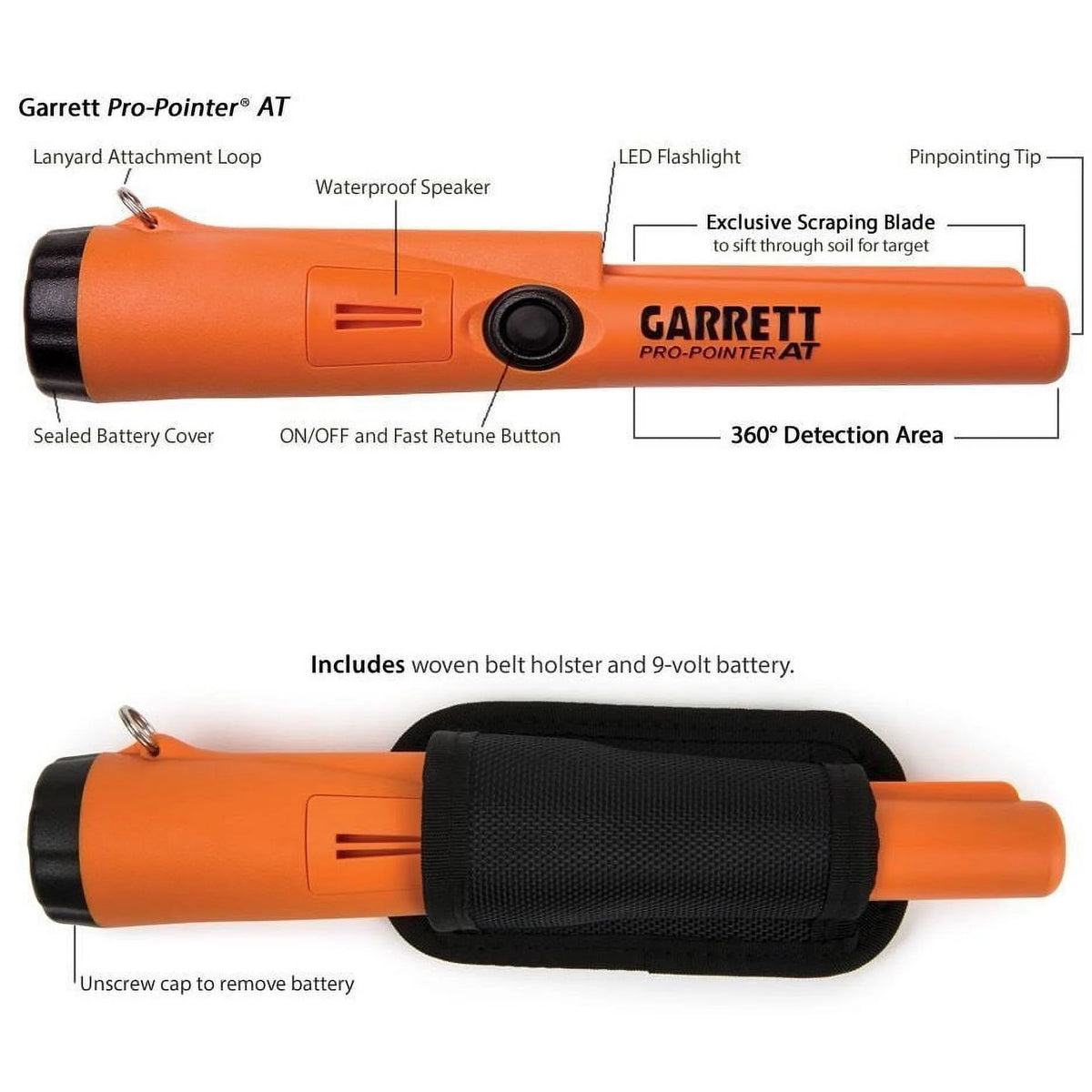 Garrett Pro Pointer AT Pinpointer Metal Detector Waterproof ProPointer  Holster