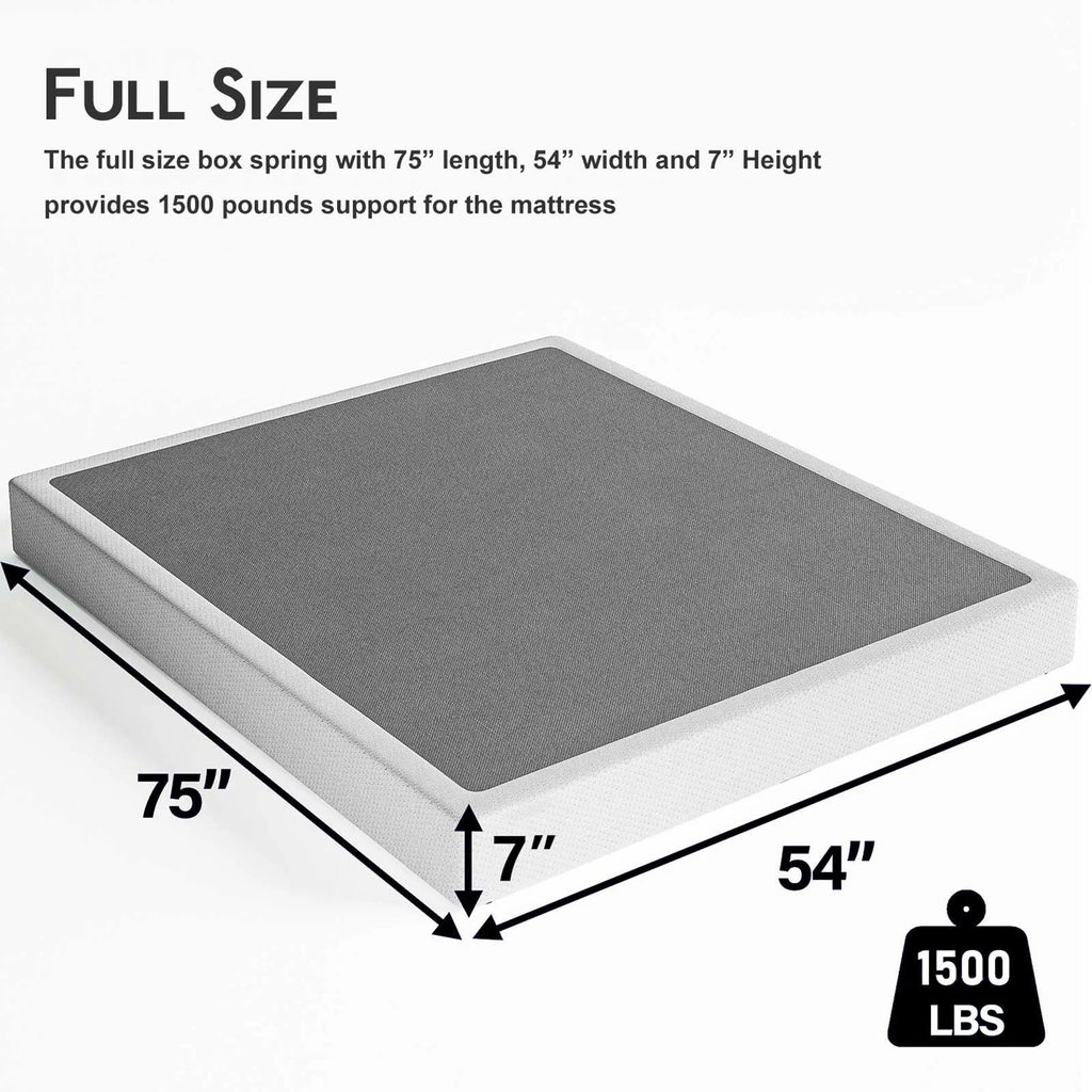 ULIESC 7 Inch Full Size Box Spring, Full Box Spring Only, Metal Box Spring Full with Fabric Cover, Sturdy Mattress Foundation, Noise Free, Non-Slip, Easy Assembly