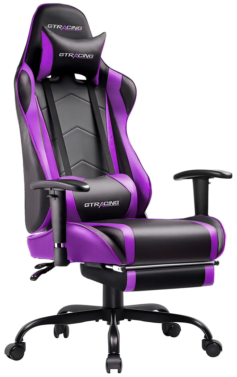 GTRACING Gaming Chair, Ergonomic Office Desk Chair with Lumbar Support, PU Leather, Footrest & Adjustable Headrest, Red